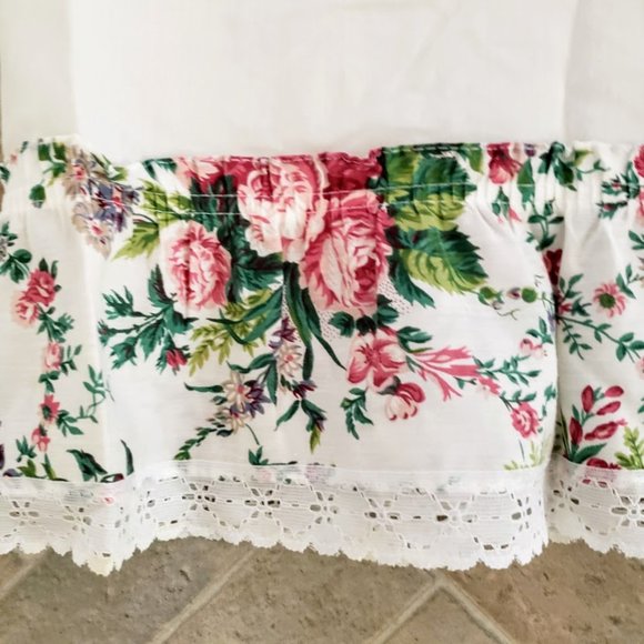 Vintage 90s Cafe Curtains Cabbage Rose 3PC Cotton New - Picture 4 of 5